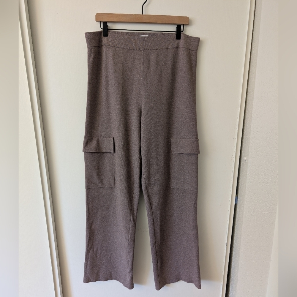 Aritzia Wilfred Free Womens XL Wide Leg Pants Brown Preppy Loungewear Academia